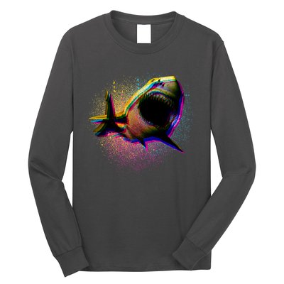 Cool Colorful CMYK Paint Spatter Shark Long Sleeve Shirt
