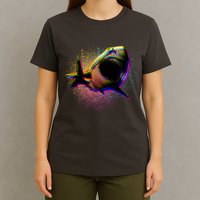 Cool Colorful CMYK Paint Spatter Shark T-Shirt
