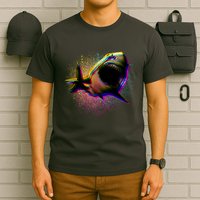 Cool Colorful CMYK Paint Spatter Shark T-Shirt