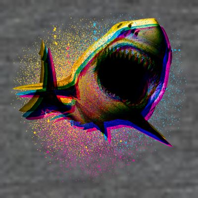 Cool Colorful CMYK Paint Spatter Shark T-Shirt