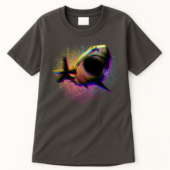 Cool Colorful CMYK Paint Spatter Shark Tall T-Shirt