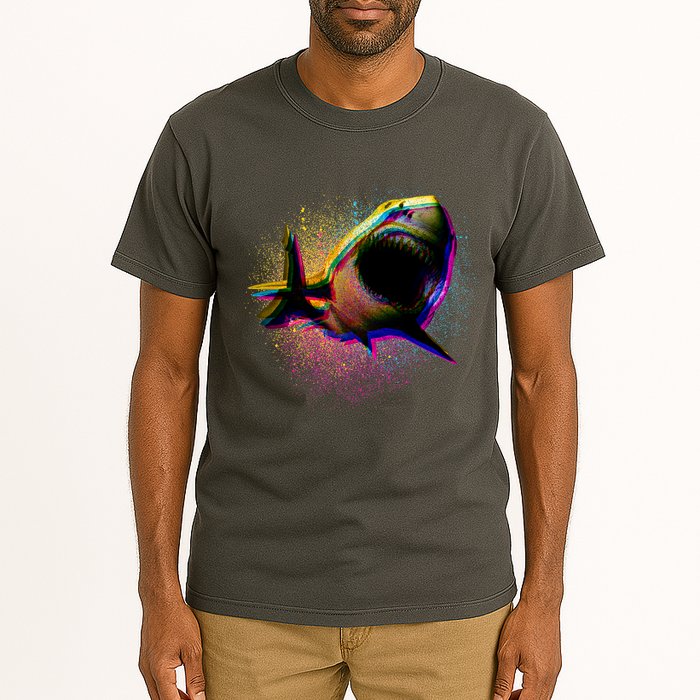 Cool Colorful CMYK Paint Spatter Shark Tall T-Shirt