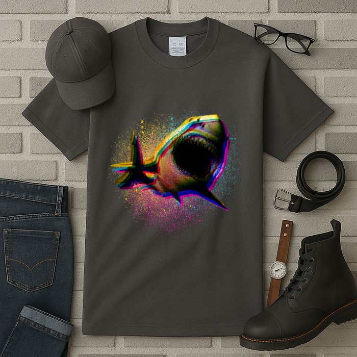 Cool Colorful CMYK Paint Spatter Shark Tall T-Shirt