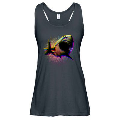 Cool Colorful CMYK Paint Spatter Shark Ladies Essential Flowy Tank