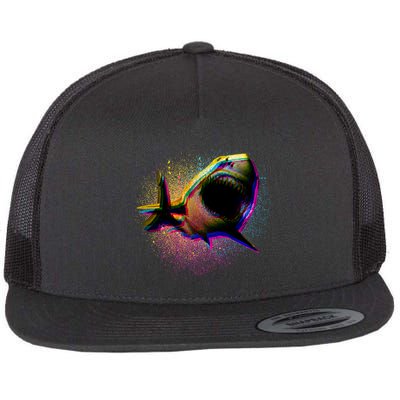 Cool Colorful CMYK Paint Spatter Shark Flatbill Hat