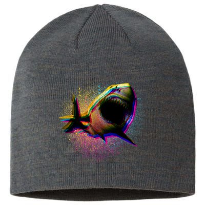 Cool Colorful CMYK Paint Spatter Shark Sustainable Beanie