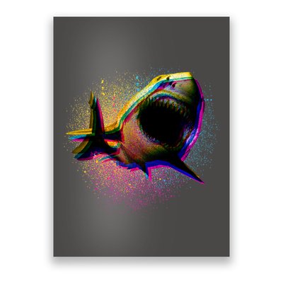 Cool Colorful CMYK Paint Spatter Shark Poster
