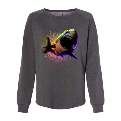 Cool Colorful CMYK Paint Spatter Shark Womens California Wash Sweatshirt