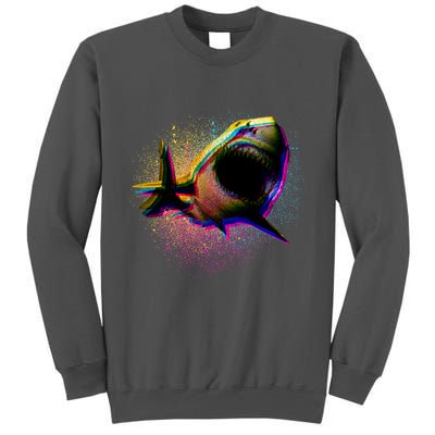 Cool Colorful CMYK Paint Spatter Shark Tall Sweatshirt