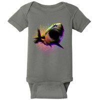 Cool Colorful CMYK Paint Spatter Shark Baby Bodysuit