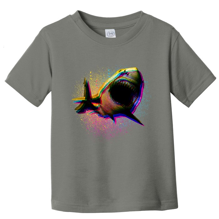Cool Colorful CMYK Paint Spatter Shark Toddler T-Shirt