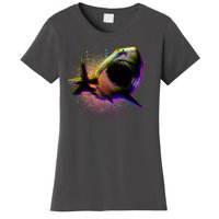 Cool Colorful CMYK Paint Spatter Shark Women's T-Shirt