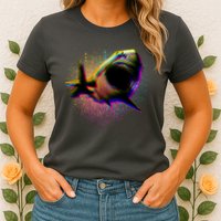 Cool Colorful CMYK Paint Spatter Shark Womens T-Shirt