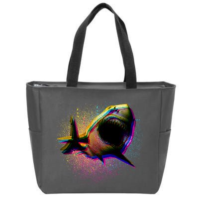 Cool Colorful CMYK Paint Spatter Shark Zip Tote Bag