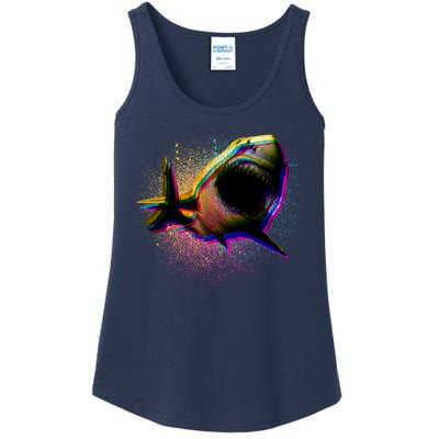 Cool Colorful CMYK Paint Spatter Shark Ladies Essential Tank