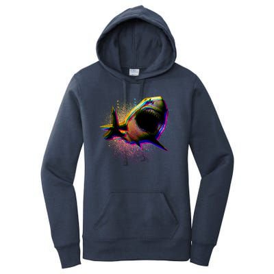 Cool Colorful CMYK Paint Spatter Shark Women's Pullover Hoodie