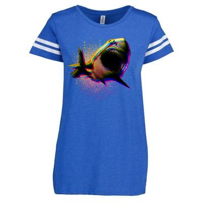 Cool Colorful CMYK Paint Spatter Shark Enza Ladies Jersey Football T-Shirt