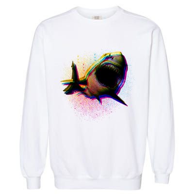 Cool Colorful CMYK Paint Spatter Shark Garment-Dyed Sweatshirt