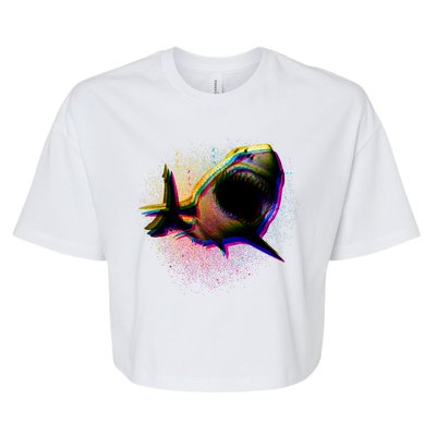 Cool Colorful CMYK Paint Spatter Shark Bella+Canvas Jersey Crop Tee