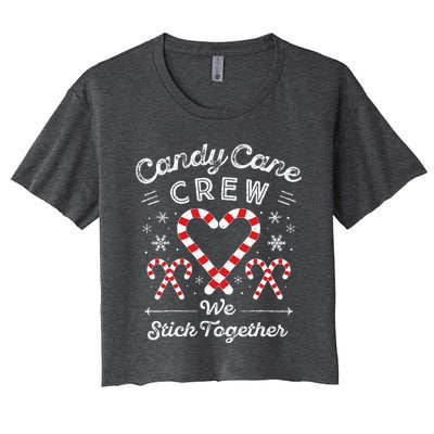 Christmas Candy Cane Heart Holiday Family Matching Pajama Pj Women's Crop Top Tee