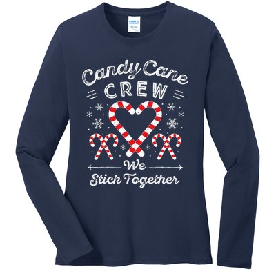 Christmas Candy Cane Heart Holiday Family Matching Pajama Pj Ladies Long Sleeve Shirt