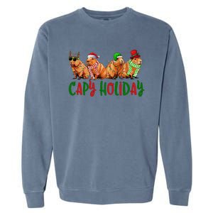 Capybara Christmas Capy Holiday New Years Cute Christmas Garment-Dyed Sweatshirt