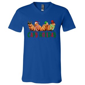 Capybara Christmas Capy Holiday New Years Cute Christmas V-Neck T-Shirt