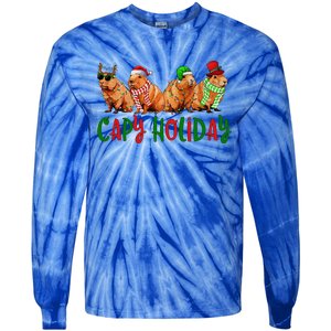 Capybara Christmas Capy Holiday New Years Cute Christmas Tie-Dye Long Sleeve Shirt