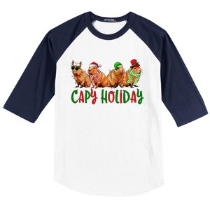 Capybara Christmas Capy Holiday New Years Cute Christmas Baseball Sleeve Shirt