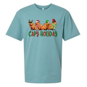 Capybara Christmas Capy Holiday New Years Cute Christmas Sueded Cloud Jersey T-Shirt