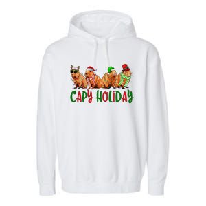 Capybara Christmas Capy Holiday New Years Cute Christmas Garment-Dyed Fleece Hoodie