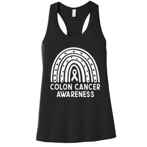 CRC Colorectal Colon Cancer Awareness Month Cute Rainbow Women's Racerback Tank