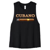 Cuban Cigar Cubano Smoker Cohiba Havana Tobacco Women's Racerback Cropped Tank