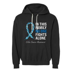 Colorectal Cancer Colon Cancer Blue Ribbon Garment-Dyed Fleece Hoodie