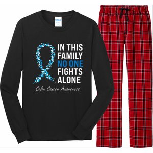 Colorectal Cancer Colon Cancer Blue Ribbon Long Sleeve Pajama Set