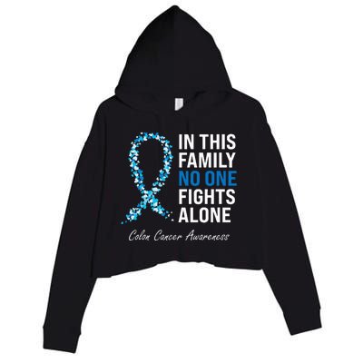 Colorectal Cancer Colon Cancer Blue Ribbon Crop Fleece Hoodie