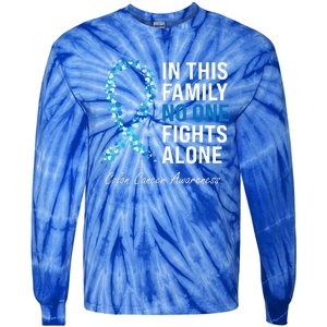 Colorectal Cancer Colon Cancer Blue Ribbon Tie-Dye Long Sleeve Shirt