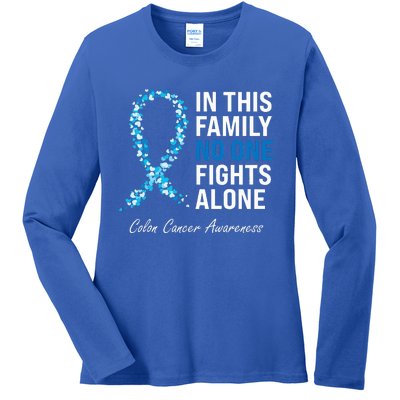 Colorectal Cancer Colon Cancer Blue Ribbon Ladies Long Sleeve Shirt