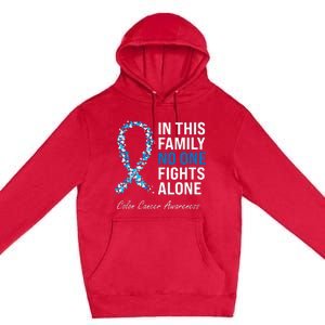 Colorectal Cancer Colon Cancer Blue Ribbon Premium Pullover Hoodie