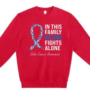 Colorectal Cancer Colon Cancer Blue Ribbon Premium Crewneck Sweatshirt