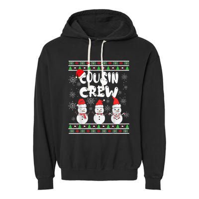 Cousin Crew Christmas Pajamas Snow Merry Xmas Family Boy Garment-Dyed Fleece Hoodie