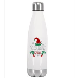 Christmas Cousin Crew Funny Elf Matching Family Xmas Gift Stainless Steel Insulated Water Bottle