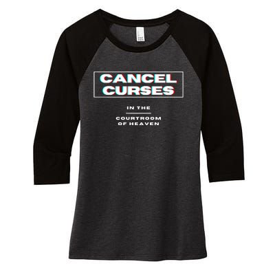 CANCEL CURSES Women's Tri-Blend 3/4-Sleeve Raglan Shirt