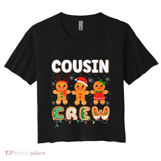 Cousin Crew Christmas Pajama Shirt Gingerbread Man Xmas Crop Top