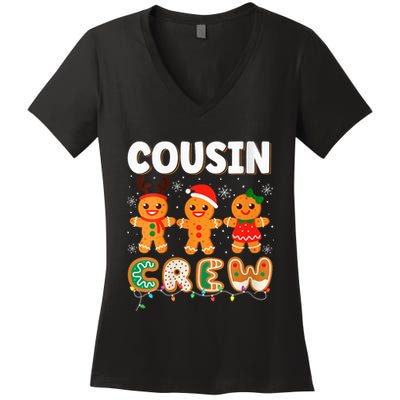 Cousin Crew Christmas Pajama Shirt Gingerbread Man Xmas Women's V-Neck T-Shirt