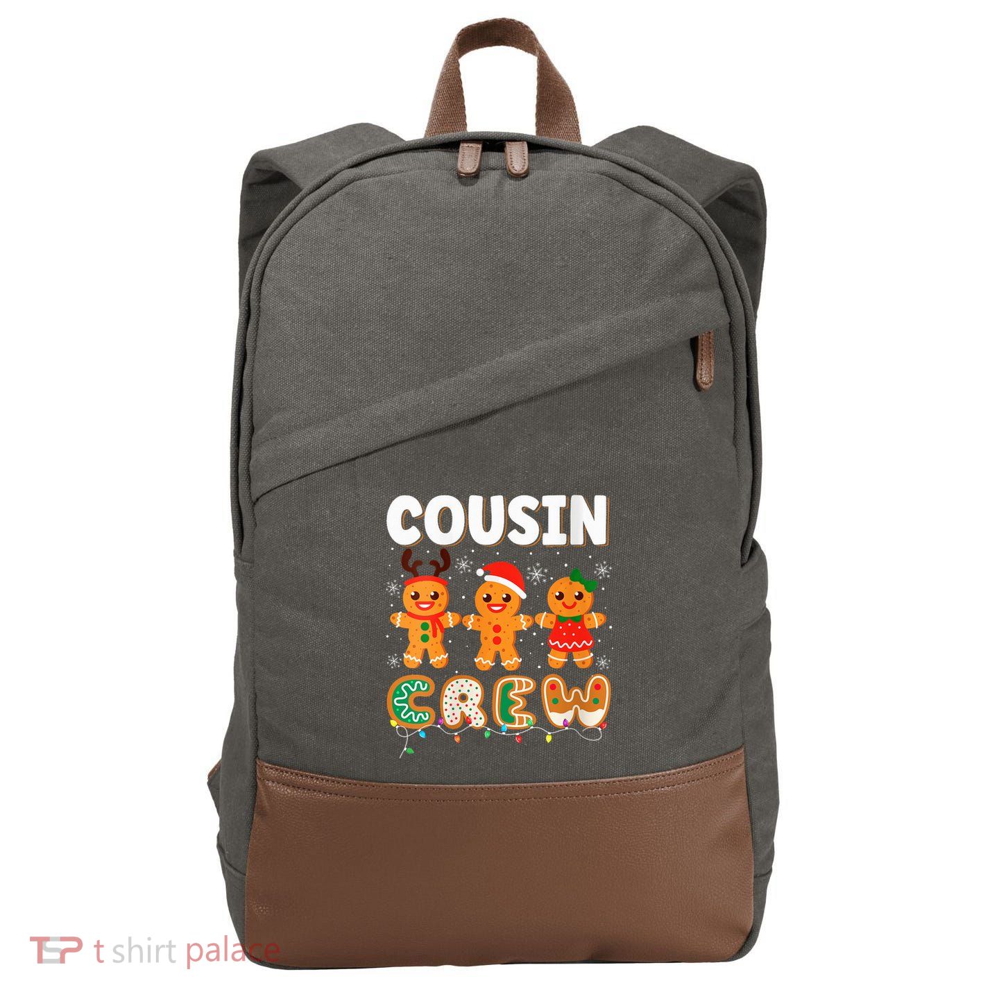 Cousin Crew Christmas Pajama Shirt Gingerbread Man Xmas Cotton Canvas Backpack