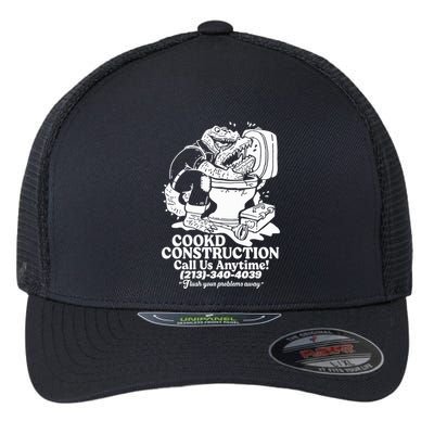 Cookd Construction Call Us Anytime 213 340 4039 Flush Your Problems Away Flexfit Unipanel Trucker Cap