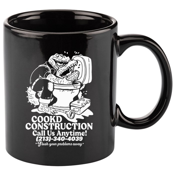 Cookd Construction Call Us Anytime 213 340 4039 Flush Your Problems Away 11oz C Handle Ceramic Mug