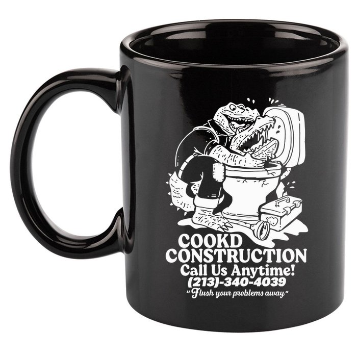 Cookd Construction Call Us Anytime 213 340 4039 Flush Your Problems Away 11oz C Handle Ceramic Mug