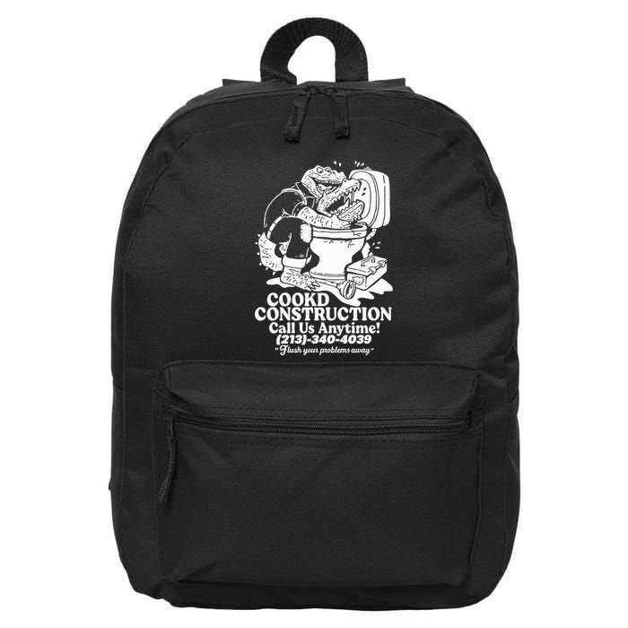 Cookd Construction Call Us Anytime 213 340 4039 Flush Your Problems Away 16 in Basic Backpack